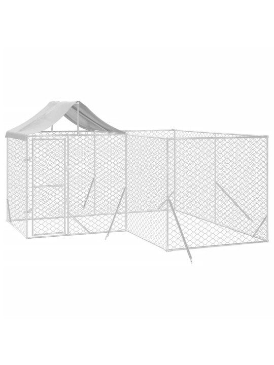 Suņu voljērs ar jumtu, 4x4x2,5m, cinkots tērauds, sudraba krāsā