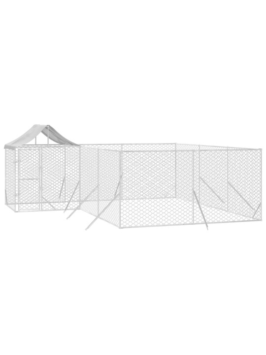 Suņu voljērs ar jumtu, 6x6x2,5m, cinkots tērauds, sudraba krāsā