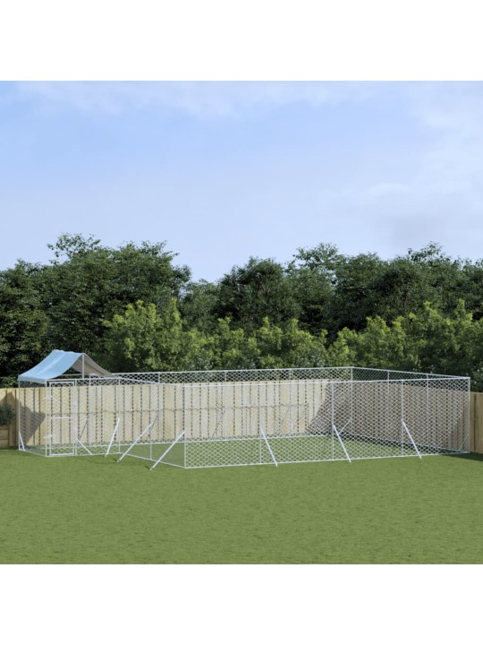 Suņu voljērs ar jumtu, 10x6x2,5m, cinkots tērauds,sudraba krāsā