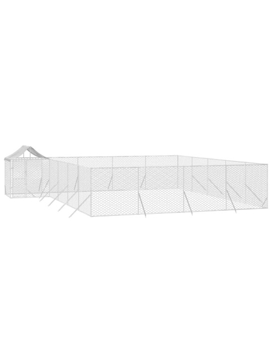 Suņu voljērs ar jumtu, 10x8x2,5m, cinkots tērauds,sudraba krāsā