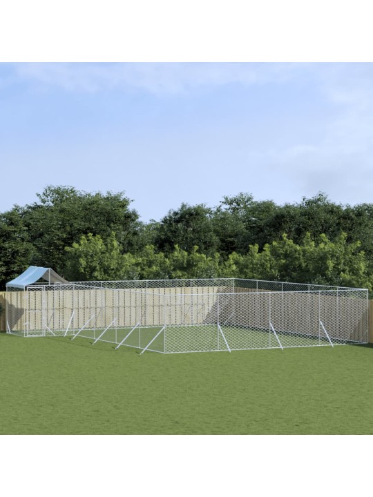 Suņu voljērs ar jumtu, 10x8x2,5m, cinkots tērauds,sudraba krāsā