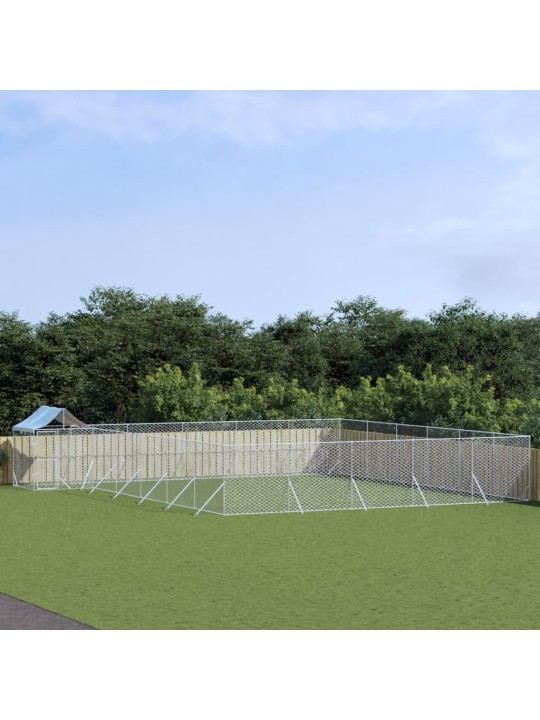Suņu voljērs ar jumtu, 12x12x2,5m, cinkots tērauds, sudrabains