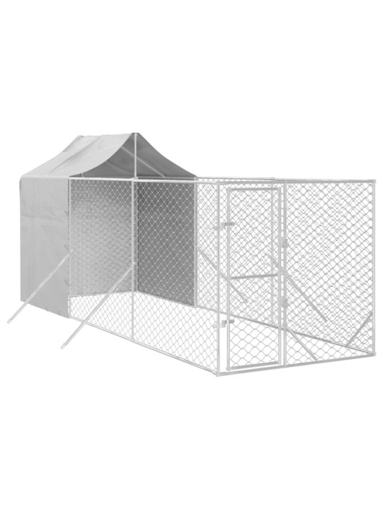 Suņu voljērs ar jumtu, 2x6x2,5m, cinkots tērauds, sudraba krāsā