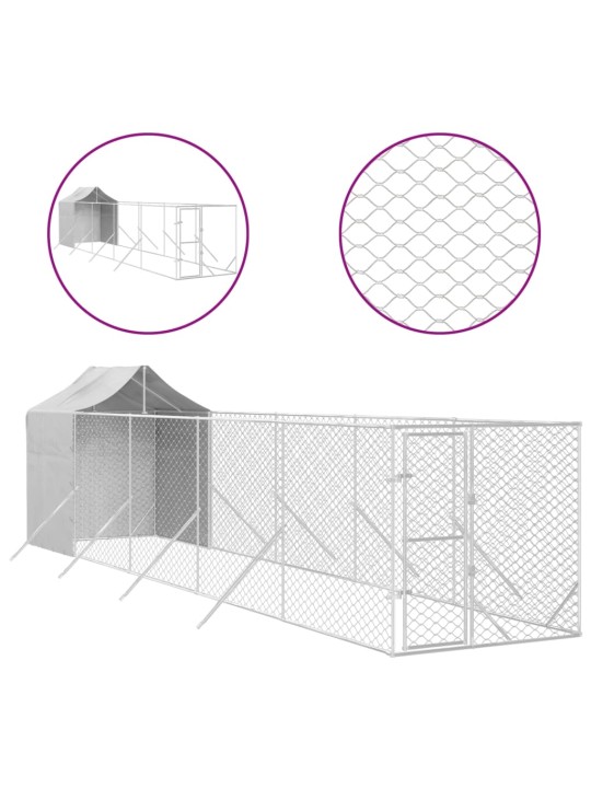 Suņu voljērs ar jumtu, 2x10x2,5m, cinkots tērauds,sudraba krāsā