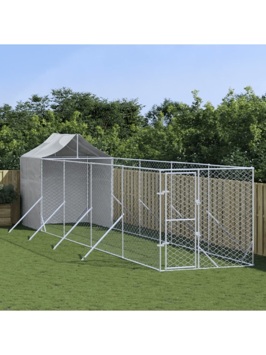 Suņu voljērs ar jumtu, 2x10x2,5m, cinkots tērauds,sudraba krāsā