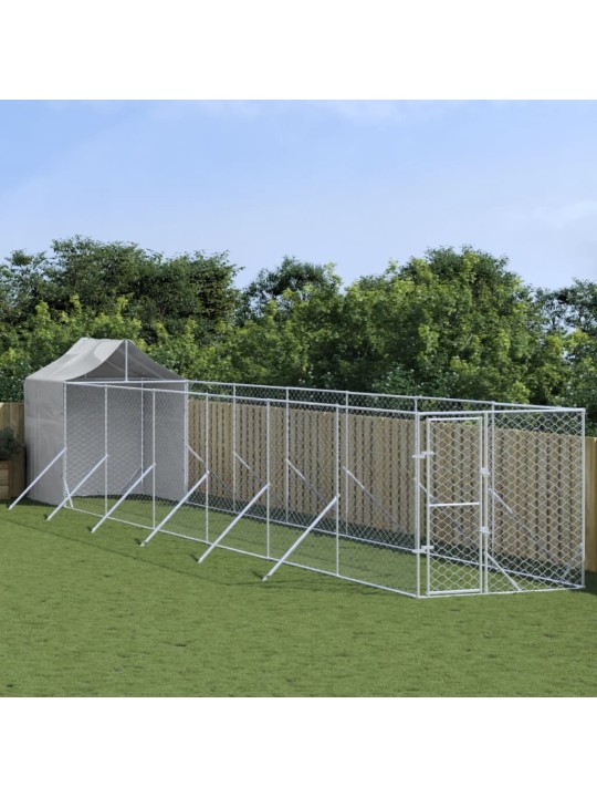 Suņu voljērs ar jumtu, 2x14x2,5m, cinkots tērauds,sudraba krāsā