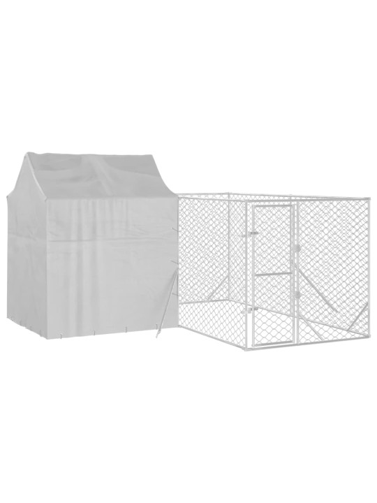 Suņu voljērs ar jumtu, 4x4x2,5m, cinkots tērauds, sudraba krāsā