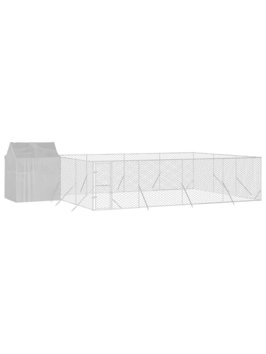 Suņu voljērs ar jumtu, 10x6x2,5m, cinkots tērauds,sudraba krāsā