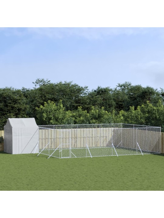 Suņu voljērs ar jumtu, 10x6x2,5m, cinkots tērauds,sudraba krāsā