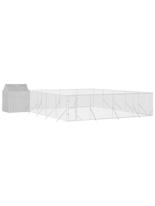 Suņu voljērs ar jumtu, 10x10x2,5m, cinkots tērauds, sudrabains