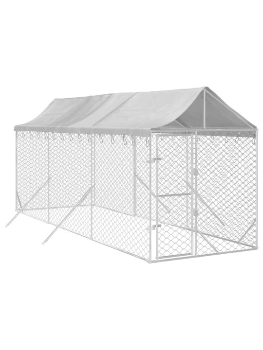 Suņu voljērs ar jumtu, 2x6x2,5m, cinkots tērauds, sudraba krāsā