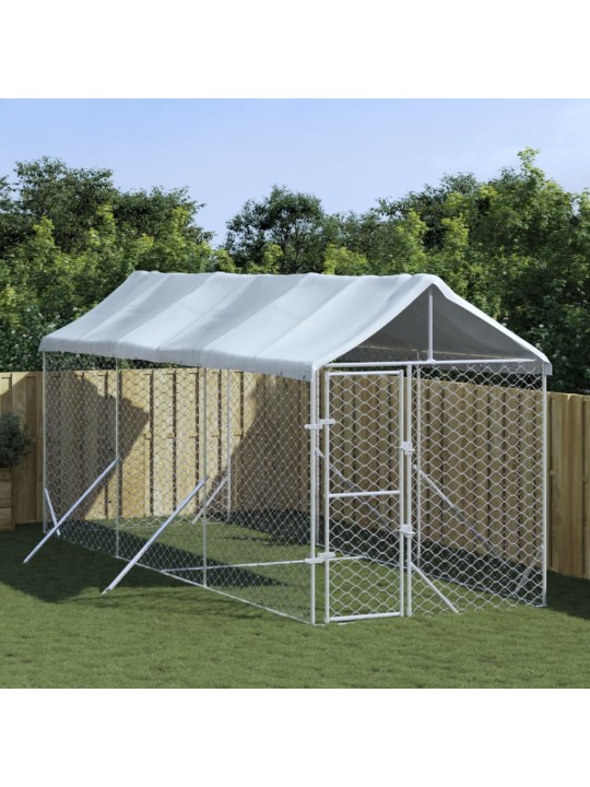 Suņu voljērs ar jumtu, 2x6x2,5m, cinkots tērauds, sudraba krāsā