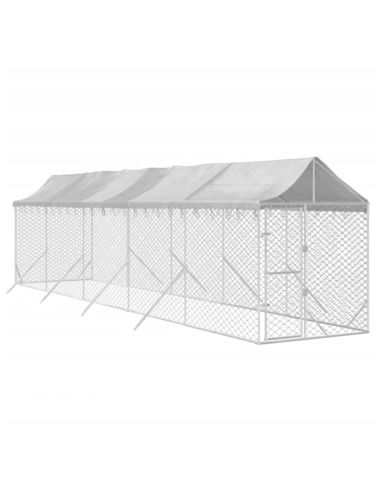 Suņu voljērs ar jumtu, 2x10x2,5m, cinkots tērauds,sudraba krāsā