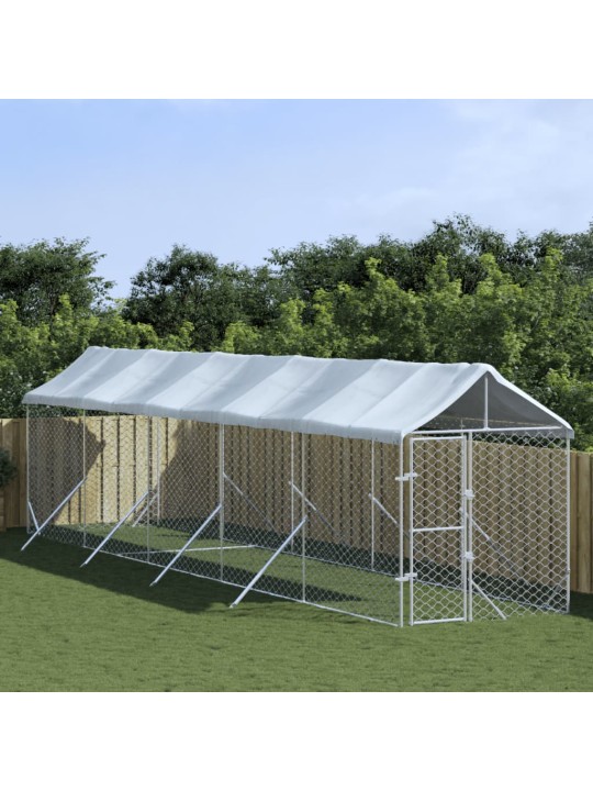 Suņu voljērs ar jumtu, 2x10x2,5m, cinkots tērauds,sudraba krāsā