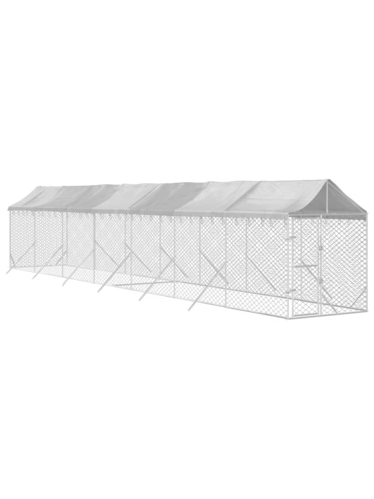 Suņu voljērs ar jumtu, 2x14x2,5m, cinkots tērauds,sudraba krāsā