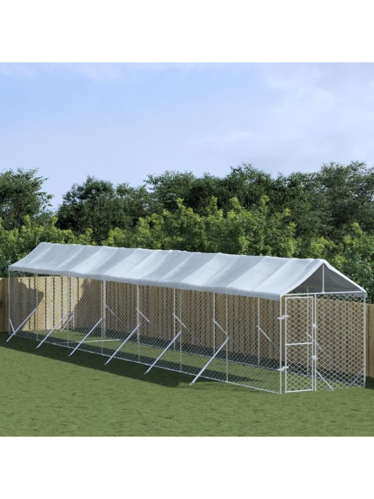 Suņu voljērs ar jumtu, 2x14x2,5m, cinkots tērauds,sudraba krāsā