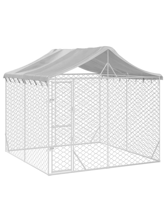 Suņu voljērs ar jumtu, 3x3x2,5m, cinkots tērauds, sudraba krāsā