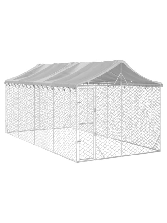 Suņu voljērs ar jumtu, 3x6x2,5m, cinkots tērauds, sudraba krāsā