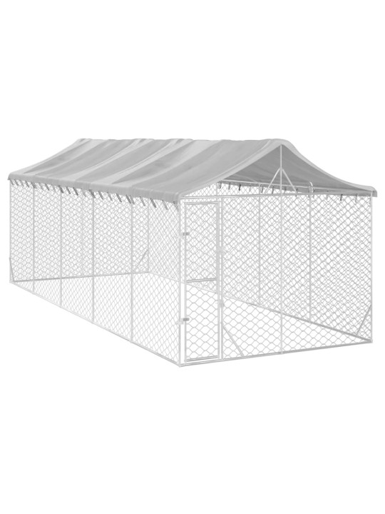 Suņu voljērs ar jumtu, 3x7,5x2,5 m, cinkots tērauds, sudrabains