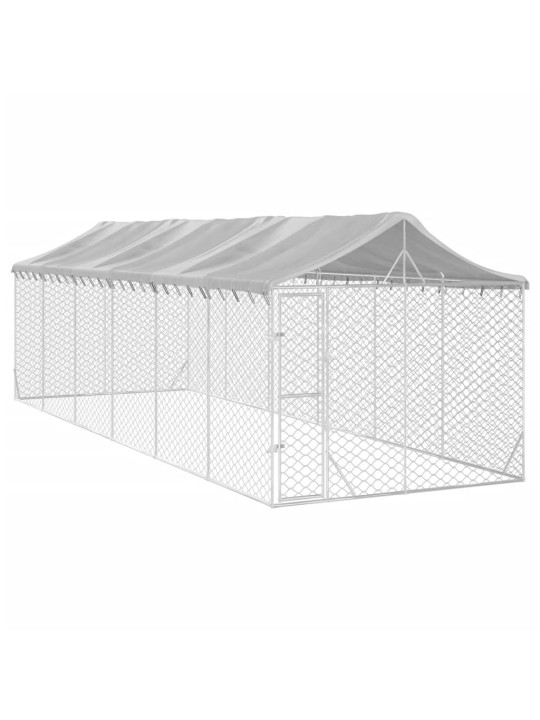 Suņu voljērs ar jumtu, 3x9x2,5m, cinkots tērauds, sudraba krāsā