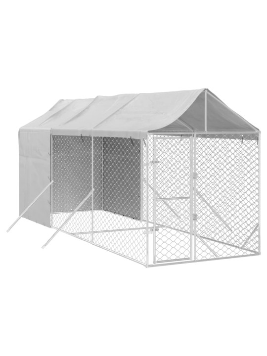 Suņu voljērs ar jumtu, 2x6x2,5m, cinkots tērauds, sudraba krāsā
