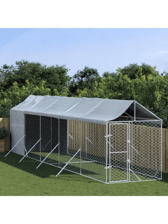 Suņu voljērs ar jumtu, 2x10x2,5m, cinkots tērauds,sudraba krāsā