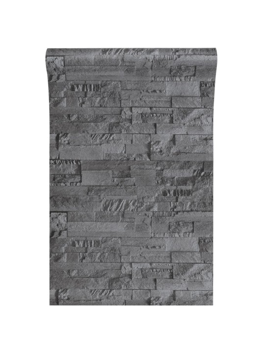 Tapete, 3d akmens dizains, melna, 10x0,53 m, neausta