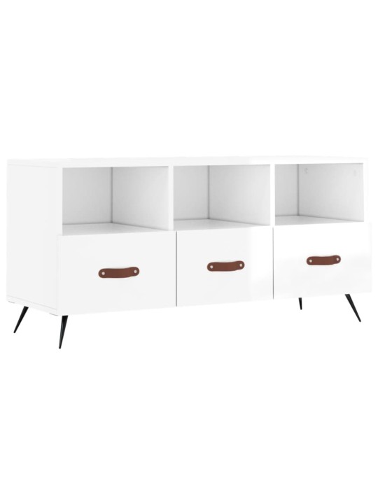 Tv skapītis, spīdīgi balts, 102x36x50 cm, inženierijas koks