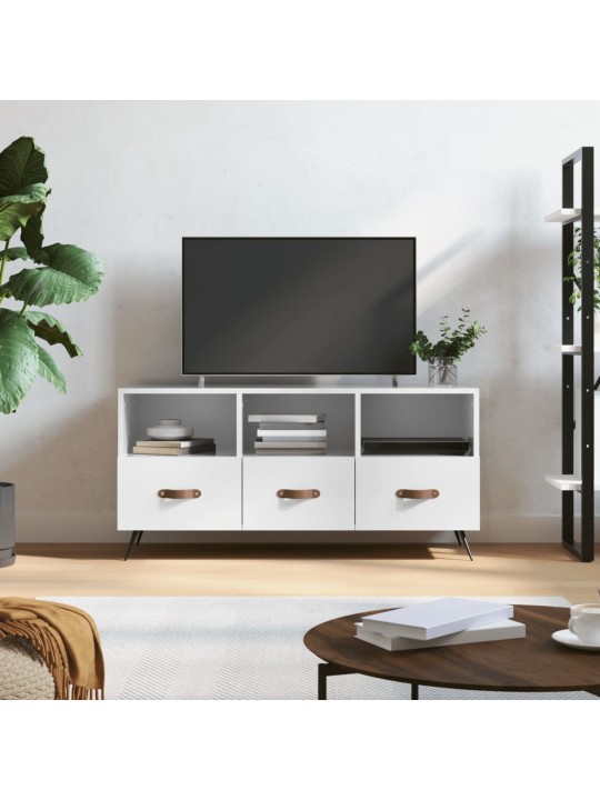 Tv skapītis, spīdīgi balts, 102x36x50 cm, inženierijas koks
