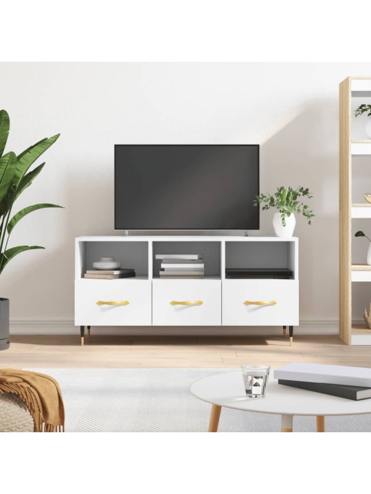 Tv skapītis, balts, 102x36x50 cm, inženierijas koks