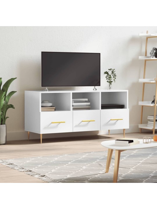 Tv skapītis, spīdīgi balts, 102x36x50 cm, inženierijas koks