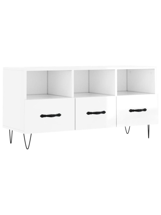 Tv skapītis, spīdīgi balts, 102x36x50 cm, inženierijas koks