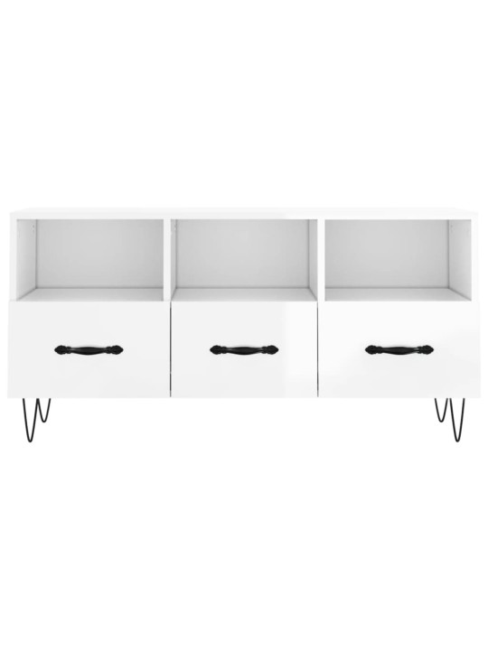 Tv skapītis, spīdīgi balts, 102x36x50 cm, inženierijas koks