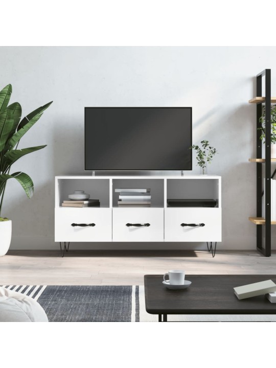 Tv skapītis, spīdīgi balts, 102x36x50 cm, inženierijas koks