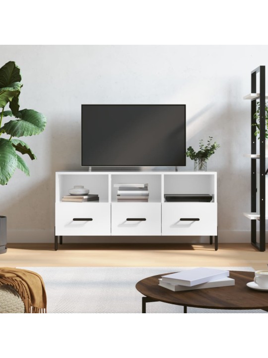 Tv skapītis, spīdīgi balts, 102x36x50 cm, inženierijas koks