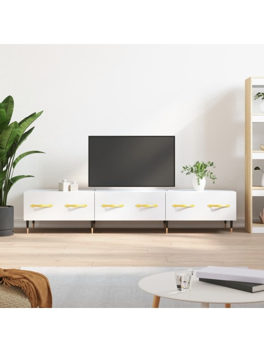 Tv skapītis, spīdīgi balts, 150x36x30 cm, inženierijas koks