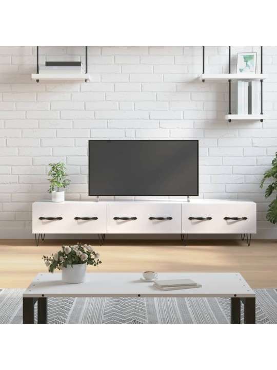 Tv skapītis, spīdīgi balts, 150x36x30 cm, inženierijas koks