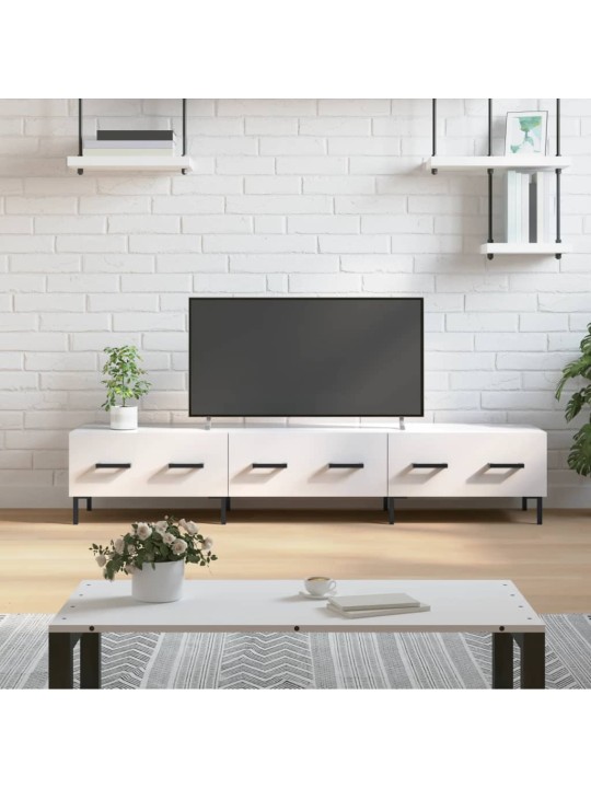 Tv skapītis, spīdīgi balts, 150x36x30 cm, inženierijas koks