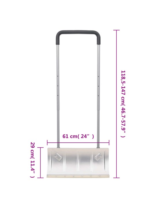 Sniega lāpsta ar izvelkamu rokturi, sudrabaina, 61 cm, tērauds