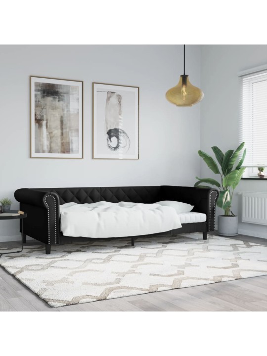 Dienas gulta, melns, 100x200 cm, mākslīgā āda