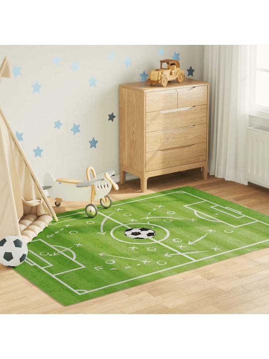 Bērnu paklājs, zaļš, 160x230 cm, futbola laukums, neslīdošs