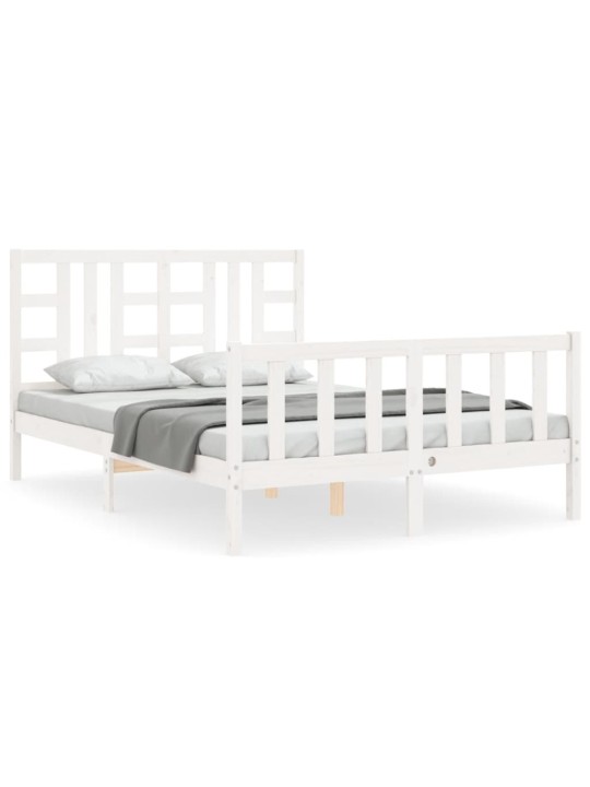Gultas rāmis ar galvgali, King size izmērs, masīvkoks, balts