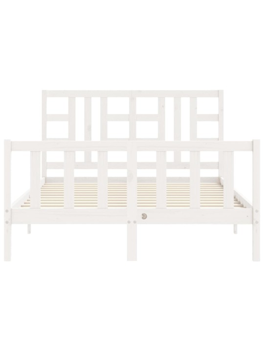 Gultas rāmis ar galvgali, King size izmērs, masīvkoks, balts