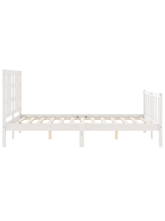 Gultas rāmis ar galvgali, King size izmērs, masīvkoks, balts
