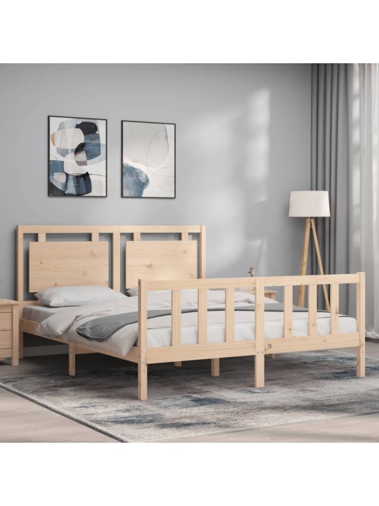 Gultas rāmis ar galvgali, King size izmērs, masīvkoks