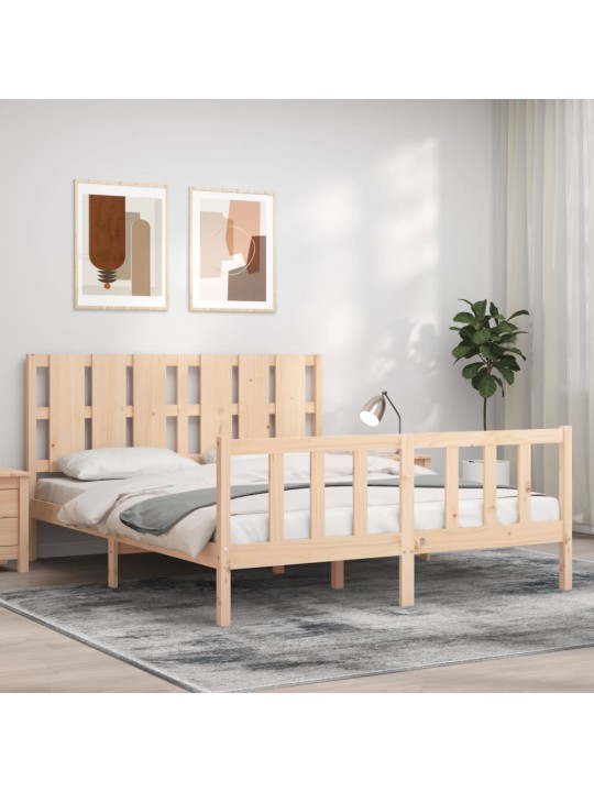 Gultas rāmis ar galvgali, King size izmērs, masīvkoks