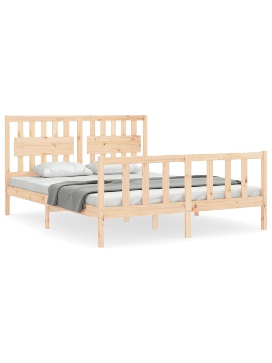 Gultas rāmis ar galvgali, King size izmērs, masīvkoks