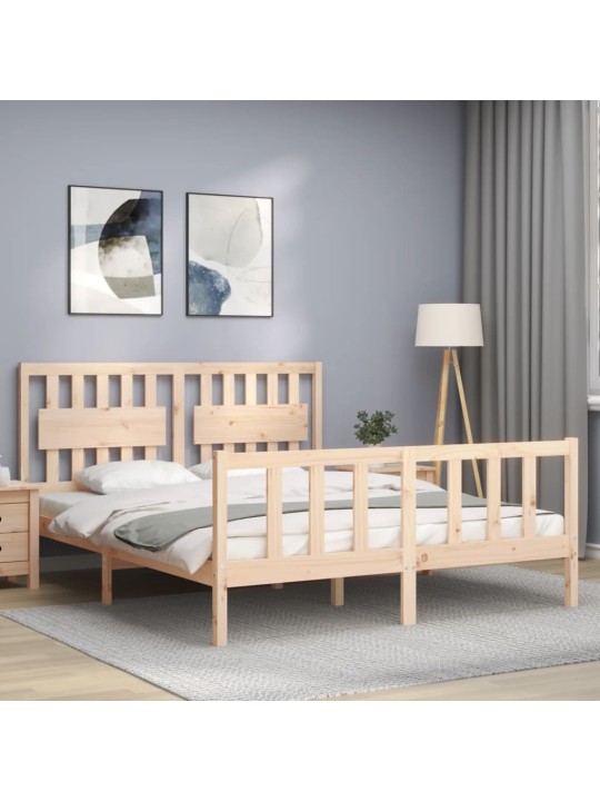 Gultas rāmis ar galvgali, King size izmērs, masīvkoks