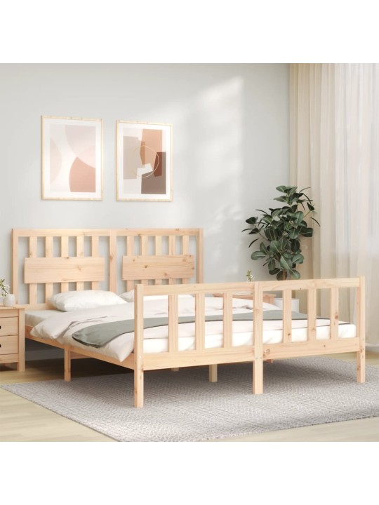 Gultas rāmis ar galvgali, King size izmērs, masīvkoks