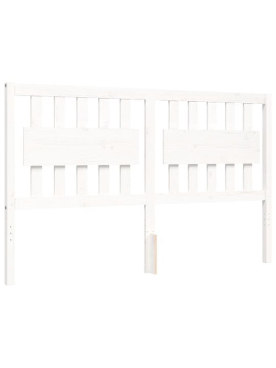 Gultas rāmis ar galvgali, King size izmērs, masīvkoks, balts